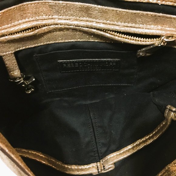 REBECCA MINKOFF GOLD LAME SHOULDERBAG=NEW WITH TAGS - Picture 7 of 8